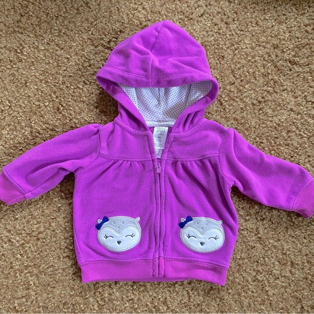 Purple Fleece Hoodie for Baby Girl. 3 mo - Picture 3 of 6